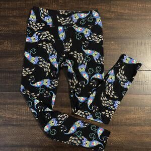 LuLaRoe One Size Peacock Leggings Multi Color Small